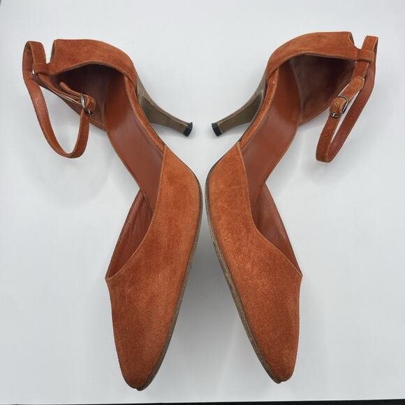 Balenciaga Size‎ 6.5 Suede Leather Strappy High Heels Burnt Orange Almond Toe - Picture 6 of 10